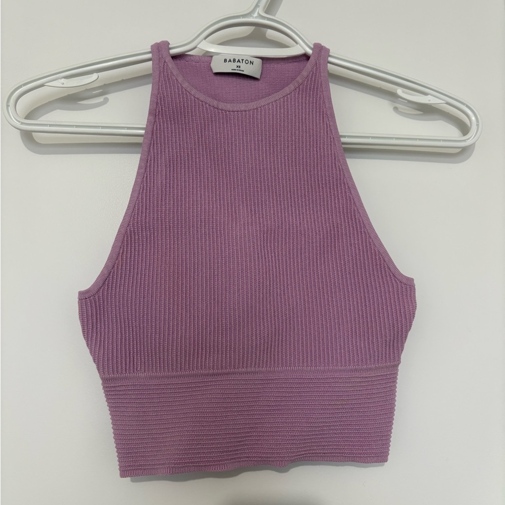 Babaton Pink Ribbed Crop Top